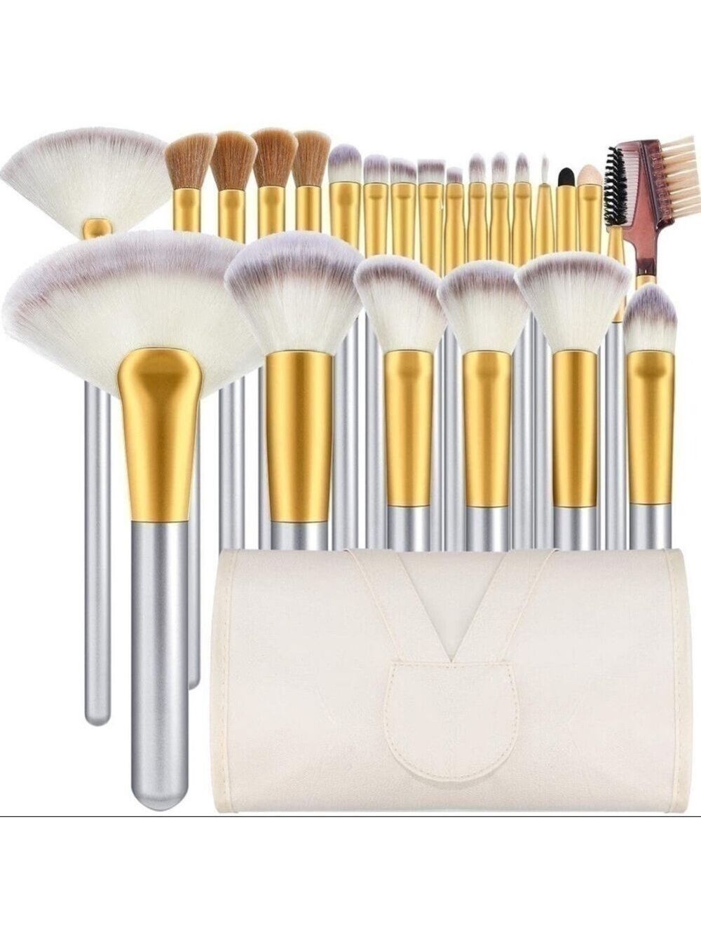 NEW-24PCS Cruelty-Free Synthetic Fiber Bristles Premium Makeup Brush Set & Case